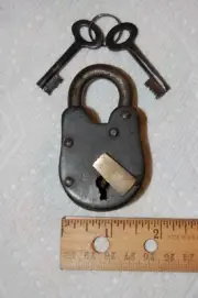 Small Iron Skeleton Key Padlock Western Pirate style Heavy Duty Working Lock