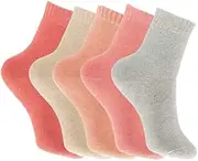 [Glamza] Wool Socks - 10 Pairs of Warm & Comfy Thermal Socks for Women - Thick Breathable Ladies Nordic Winter Socks also Suitable for Hiking/Walking Size UK 4-7 (2 Pairs of each design) (0059), Mixed, 7