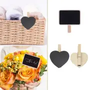 10 Mini Retangle Heart Chalkboard Blackboard With Wooden Clip Message Board NEW-