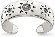 [JewelryWeb] 925 Sterling Silver Solid Artisan Oxidized Antiqued Sun toe ring