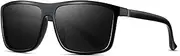 [Aiulolam] Polarized Sunglasses Men Classic Square Frame PC Material UV400 Suitable for Fishing Cycling Driving A,1