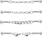 [ZS] 4Pcs 14G Chain Industrial Barbell Earring, 316L Surgical Steel Chain Cartilage Helix Stud Earrings, Industrial Bar Piercing Jewelry for Women Men