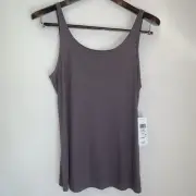 Eileen Fisher Scoop Neck Long Cami Womens Medium Tencel Tank Quiet Luxury