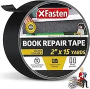 XFasten Book Binding Repair Tape, Black, 2-Inch by 15-Yard, Cloth Library Book Hinging Repair Tape, Acid Free and Archival Safe