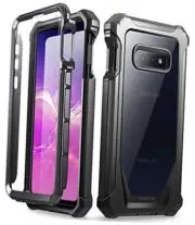 Galaxy S10e Rugged Clear Case, Full-Body Hybrid Bumper Cover, Support Black