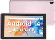 2025 Android 14 Tablet, 7 inch 4GB RAM+32GB ROM/ 1TB Expandable Tableta PC,1.6Ghz Quad-core Processor Computer, 1024 * 600 IPS Touch Screen, 5MP Dual Camera, WiFi, Game, Bluetooth Tablet
