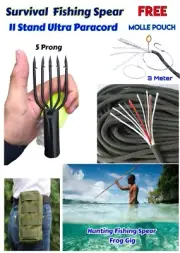 Hunting Harpoon Fishing Spear Molle Pouch & 11 In 1 Fire Starter Necklace
