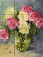 Rose Tile Backsplash Bette Jaedicke Flowers Vase Ceramic Mural BJA003