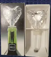 Mikasa Lead Crystal Heart Wine Bottle Stopper Faceted Glass 5" New Old Stock