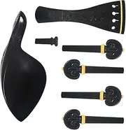 COSMEVIVI 1 Set Wood Violin Accessories Tuning Pegs Tailpiece Chin Rest Endpin Replacement Parts for Violin Easy to Install for Beginners Professionals