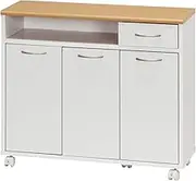 Fuji Boeki 86927 Kitchen Counter, Kitchen Storage, Width 31.5 x Depth 11.4 x Height 27.6 inches (80 x 29 x 70 cm), White x Natural, Cupboard with Wheels, Drawer Storage, Wood Grain