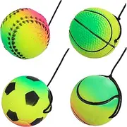 BRIGHTFUFU 4 Pcs Wrist Trainer Balls Rebound Balls for Hand Exercise Includes Various for Outdoor Fun and Coordination Training