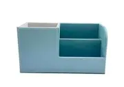 Leather Multi-Function Desk Stationery Organizer Storage Box Pen/Pencil, Blue