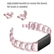 For Fitbit Charge 6 5 D Link Rhinestones Bracelet Stainless Steel Band Strap