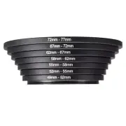7pcs Step Up Ring for Camera Lens Filter Adapters Screws 49-77mm METAL
