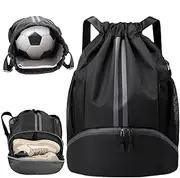 WUBAYI Football Boot Bag,Sports Kit Gym Sack Swimming PE Large Drawstring Bag Unise With Wet And Dry Separation,Waterproof Gym For Kids Adults Men Women Travel,School Sports Beach Holidays Boys Girls,