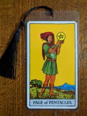 PAGE OF PENTACLES Bookmark RWS Plaid back Tarot Deck Card New Xmas Gift Oracle