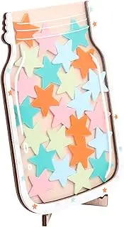 Reward Jar with Stars, Reward Charts for Children Behaviour, Potty Training Reward Chart, Children's Reward Jar for Home School Classroom Teacher Parent, Collect Jar Reward Chart