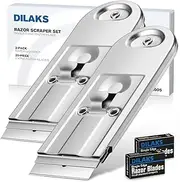 DILAKS 2-Pack Razor Scraper, All Metal Heavy Duty Razor Blade Scraper with Extra 20-Piece Blades
