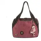 New Chala Bowling Tote Large Bag Pleather Stone Burgundy Red FLAMINGO Coin Purse