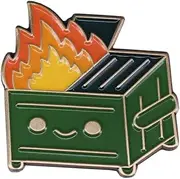 [Pinsphere] Green Dumpster Fire Hard Enamel Pin, enamel, no gemstone