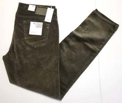 $198 New BRAX Casual Cord Pants Chuck 38x34 Green Regular Fit HI-FLEX CORUROY 38