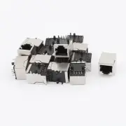 15pcs Push In Type RJ45 8P8C Round Pins Shielded Network Modular Connector