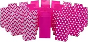 Hallmark Pink Party Favor and Wrapped Treat Bags, Assorted Designs (30 Ct., 10 Each of Chevron, White Dots, Solid) for Valentines Day, Baby Showers, Bridal Showers, Birthdays, Care Packages, May Day