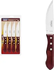 Tramontina Jumbo Stainless Steel Steak Knife Set with Red Polywood Handles 4-Pieces