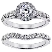 2.15 CT Brilliant Cut Large Diamond Encrusted Engagement Bridal Set in Platinum