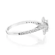 Luminesce Lab Grown 9ct White Gold 1 Carat Diamond Halo Solitaire Ring Emerald Centre Diamond, M