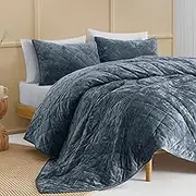 SHALALA New York Lightweight Summer Quilt,King Bedding Quilt Sets,Velvet Comforter,Luxury Diamond Quilted Bedspread Coverlet with Soft Brushed Microfiber Back (Rainstom Blue,King Size)