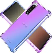 [KOARWVC] Case for Sony Xperia 10 V Case, Sony 10 V Case, Crystal Clear Case Gradient Slim Anti Scratch TPU Shockproof Protective Phone Cases Cover for Sony Xperia 10 V (Purple/Blue)