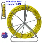 AU 6mm Cable Duct Rodder Snake Fiberglass Wire Running Puller Fish Tape 130m ~