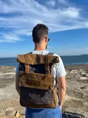 Waxed Canvas Leather Backpack
