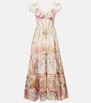 [Camilla] Camilla Tiered linen maxi dress AU 18 multicoloured