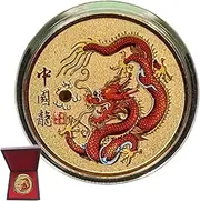 HELVES 2024 Dragon Gold Coin - Auspiciousness Lucky Coin,2024 Year Of The Dragon Coin, Chinese Challenge Coin - Prosperity And Good Fortune