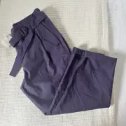 NWT! BRUNELLO CUCINELLI Women 10 Belted Tapered-Leg Ankle Paperbag Pants
