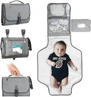 TINY SPARK Portable Diaper Changing Pad, Portable Changing Mat Baby Changing Pad with 4 Pockets Waterproof Travel Changing Kit for Home Uasge and Travel