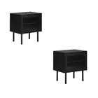 NNEED 2X Bedside Tables Storage Cabinet Glass Door Black