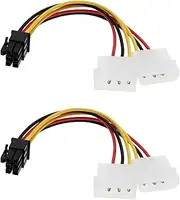 ECSiNG 2pcs PCI-E 6 Pin to Dual 4 Pin Molex Power Cable Adapter Graphics Card Power Supply Adapter Female to Male Converter Cable, 15cm
