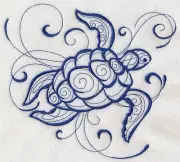 Turtle Sea Life Nautical Bathroom Set Cotton Velour Fingertip Towels Embroidered