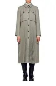 SANDRO Houndstooth trench coat in Black /White at Nordstrom, Size 36 Eu Black/White