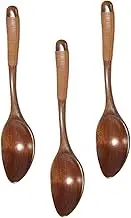 NAMOARLY 3pcs Wooden Soup Spoons Multipurpose Scoop with Ergonomic Handle for Serving Rice Soup Oatmeal Easy to Clean Kitchen Utensils