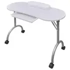 Folding Manicure Nail Table with Castors White