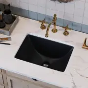 DEERVALLEY Undermount Bathroom Sink 18"L Ceramic with Overflow Hole in Black