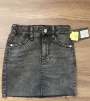 Art Class Girls Black Denim Jean Skirt Raw Hem Adjustable Waist Size S 6-6X NwT