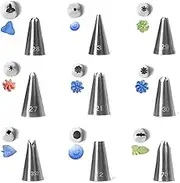 9-Piece Thickened 304 Stainless Steel Decorating Set Heavy-Duty Piping Nozzles for Cake, Cookie Cream Home Baking Tools Pastry Nozzles