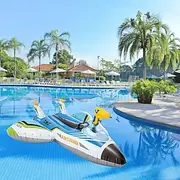 An Inflatable Combat Spaceship Mount with A Handle Made Of Durable PVC And A Water Cannon Plane Floats On The Water And Floats On The Water.(Excluding Pump)