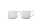 2pc Mikasa Farmhouse Star Stoneware Drinking Coffee Mugs Cups, 380ml, White